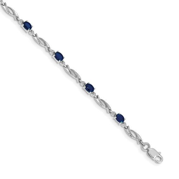 Primal Gold 14 Karat White Gold Diamond and Sapphire Gemstone Bracelet