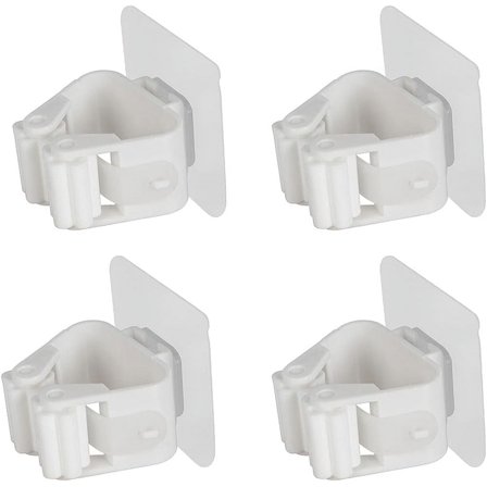 Broom Mop Holder Broom Clip Mop Holder Closet Storage Rack Self Adhesive Non Drilling Utility Rack for Home Garage and Outdoor,White,1