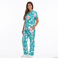 thumbnail image 2 of Kuiaobaty Paw Bone Print Scrubs for Women Set Heart Print Nursing Uniforms Wrinkle Resistant Medical Scrubs for Vet, Blue, 2 of 5