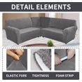 thumbnail image 4 of TOPCHANCES Velvet Sectional Corner Sofa Covers, 5 Seat L-Shaped Sectional Couch Slipcovers, 3 Piece Stretch Soft Furniture Sofa Protector for 5-Seater Corner Sofas ( Grey ), 4 of 9