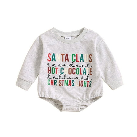 

Boys Girls Christmas Long Sleeve Letter Prints Pullover Romper Sweatshirt Bodysuits Kid Rompers for Girls Winter Baby Girl Clothes 18 Girl Clothes Long Sleeve Toddler Preemie Boy Clothes Ballerina for