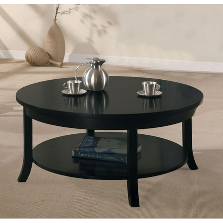 Simple Relax Gardena Black Round Coffee Table With Shelf