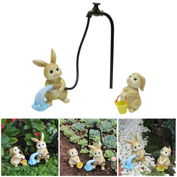 fsxdhpcsgfc Cute Rabbit Watering Statue Resin Figurine Ornament Rabbit Watering Flower Pot Decoration Animals Decoration Garden Sculpture For Bonsai Deer Statues Outdoor Metal Full Size Bed Frame