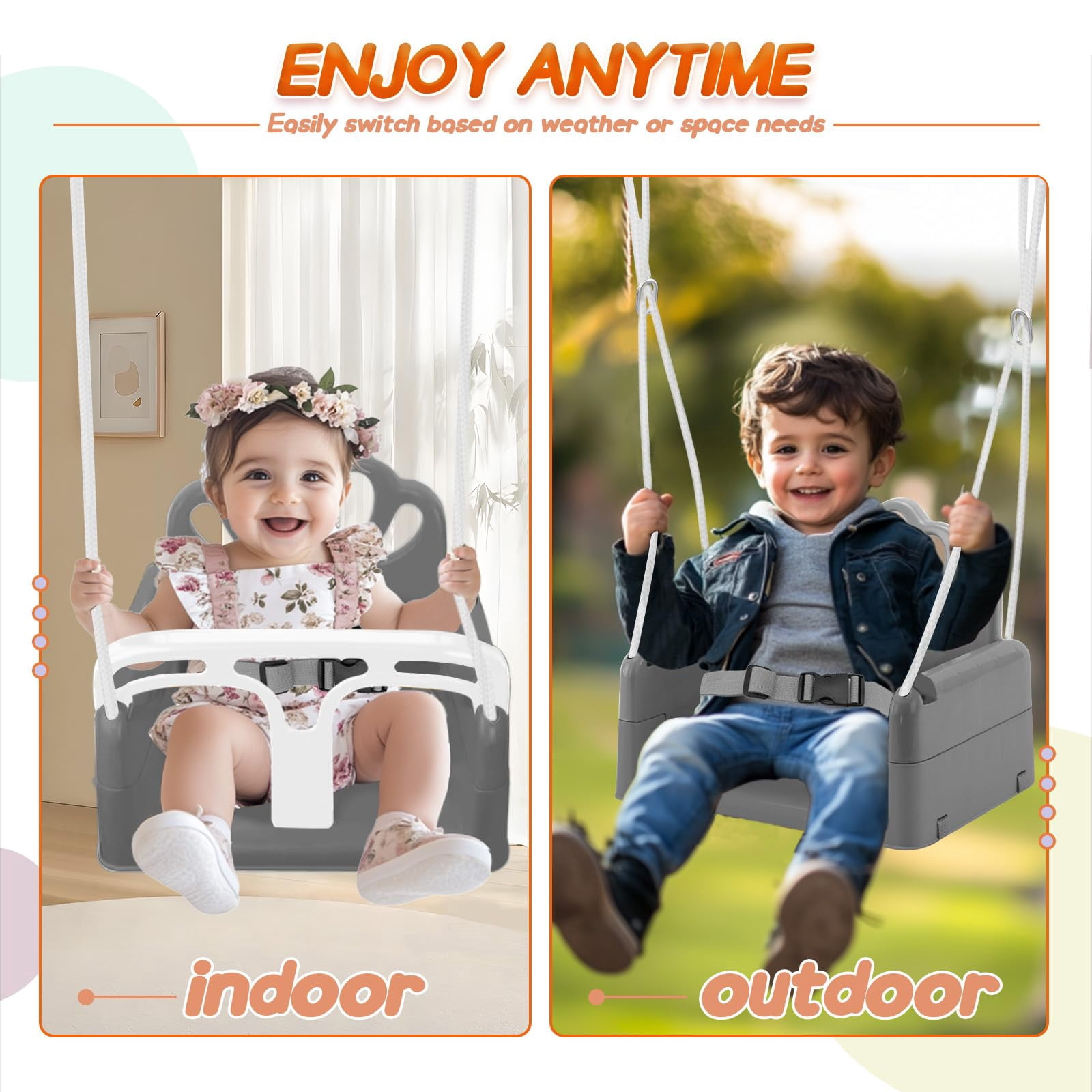 G TALECO GEAR Foldable Swing,  Swing Set for Backyard, Portable Swing Outdoor, Gray