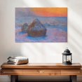 thumbnail image 2 of Elephant Stock Stacks Of Wheat Sunset Snow Effect 1890-1891 Wall Art - Horizontal Canvas Wall Art - Living Room Wall Decor - Abstract Canvas - Gray And Blue Decor By Claude Monet - 24" x 16", 2 of 8
