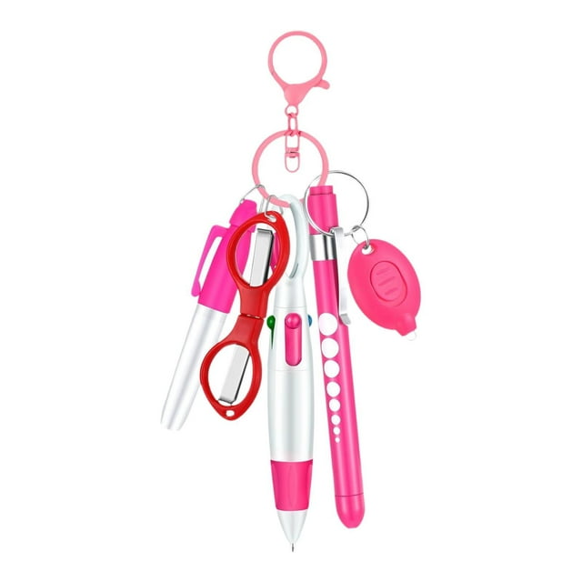Juego de bolígrafos para enfermera, linterna LED, regalo de artículos de oficina, bolígrafo retráctil compacto, Clip de insignia de enfermería para Rosa