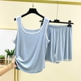 thumbnail image 2 of AherBiu Ensembles de Pyjama pour Femmes Débardeurs Sans Manches Col Rond avec Shorts Taille Élastique Tenues de Maison, 2 of 7