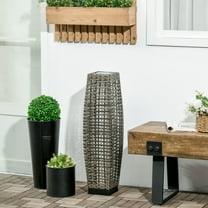 Solar Floor Lamp, Outdoor Garden Lantern Pathway Light & Decorative Driveway Lighting with Auto On/Off LED Lights for Porch, Yard, Lawn, Gray