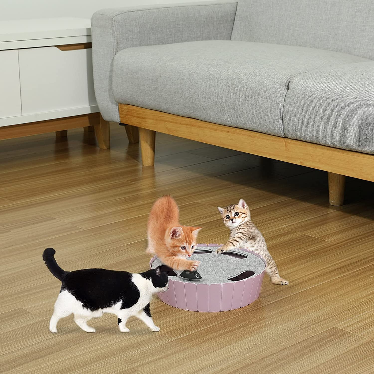 Pawaboo Interactive Cat Toy with Running Mouse, Electronic Motion Cat Toy Automatic Teaser Cats, Pop and Play Hide Cat Toy Hunting Mouse for Kitten Play Fun Exercise, Purple