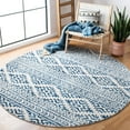 thumbnail image 3 of SAFAVIEH Tulum Lakisha Distressed Southwestern Area Rug, 5' x 5' Round, Ivory/Navy, 3 of 9