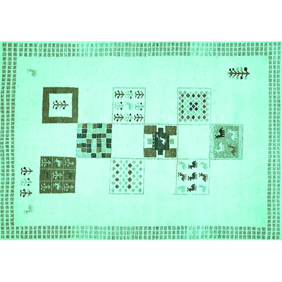 Ahgly Company Indoor Rectangle Solid Turquoise Blue Modern Area Rugs, 3' x 5'