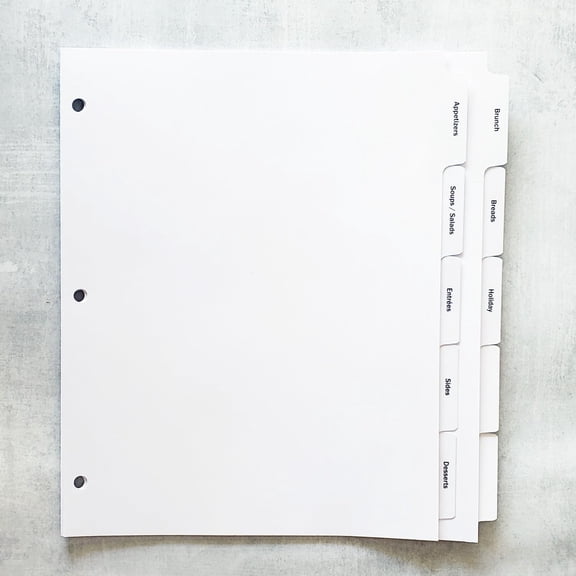 Recipe Binder Index TAB DIVIDERS – Sets of 10. Helpful Categories Turn Any Binder into a Recipe Book