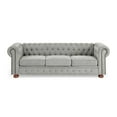 thumbnail image 3 of Chesterfield Sofa Tufted Linen Upholstered 3-Seater Sofa Scrolled Arms with Nailhead Decoration (88.5''X37''X28'') (Gray), 3 of 12