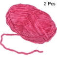 thumbnail image 3 of 2 Skeins Velvet Yarn Chenille Yarn 2x100g/7.1oz 174 Yards Total Length #6 Super Bulky Polyester Soft Blanket Yarn for Knitting Weaving Scarf, Hot Pink, 3 of 7