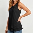 thumbnail image 5 of VBVC Women's Cotton-Linen Layered Hem Tank Top , Ladies' Sleeveless Crew Neck Casual Blouse , Summer Flowy Loose Tunic Top For Women,Black,S-2XL, 5 of 7