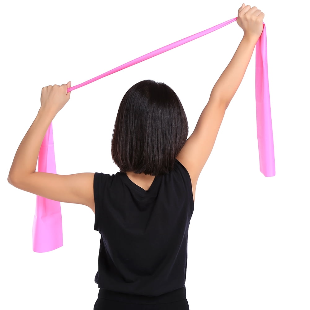 NFTIGB 1.5M Fitness Stretch Band Yoga Elastic Strap Rubber Resistance Band For Home Workouts, Pilates, Physical Therapy & Flexibility, Anti-Slip TPR Material, Portable Exercise Equipment (Rose Red)