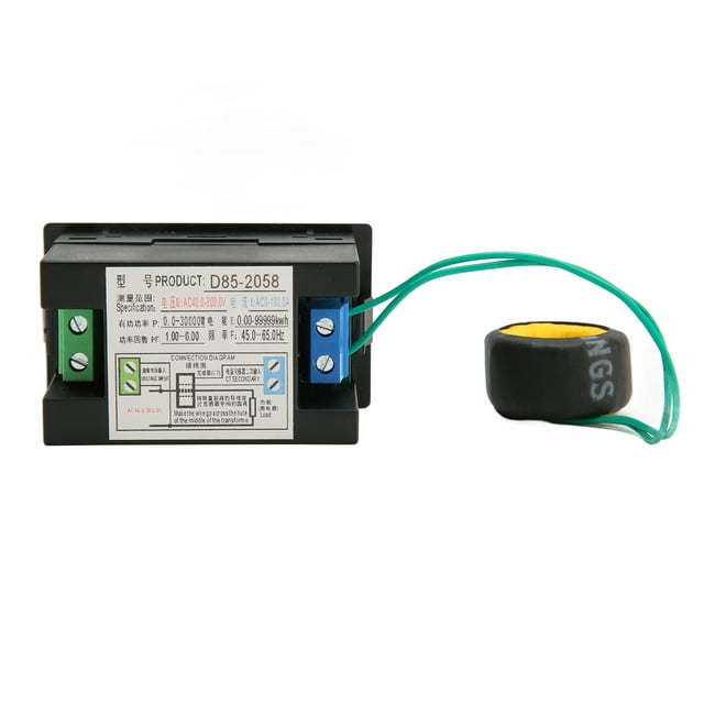 AC Meter, Wide Range Single Phase Volt Amp Meter With LCD Digital Display, AC Panel Voltage Current Frequency Power Monitor With Memory Function, Easy To Install