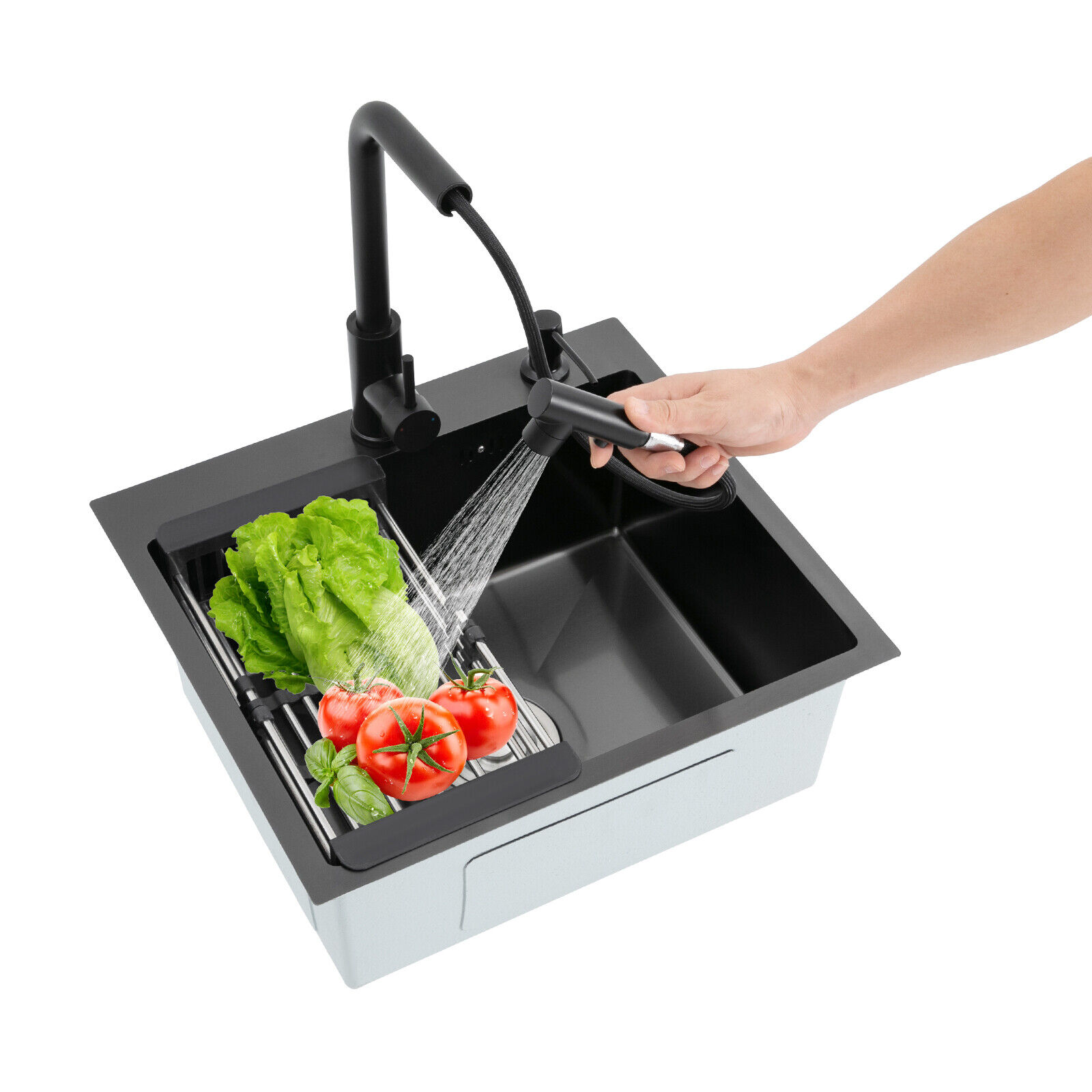 Kitchen Sink Stainless Steel Sink Black Stainless Steel Built-in Sink W/Tap