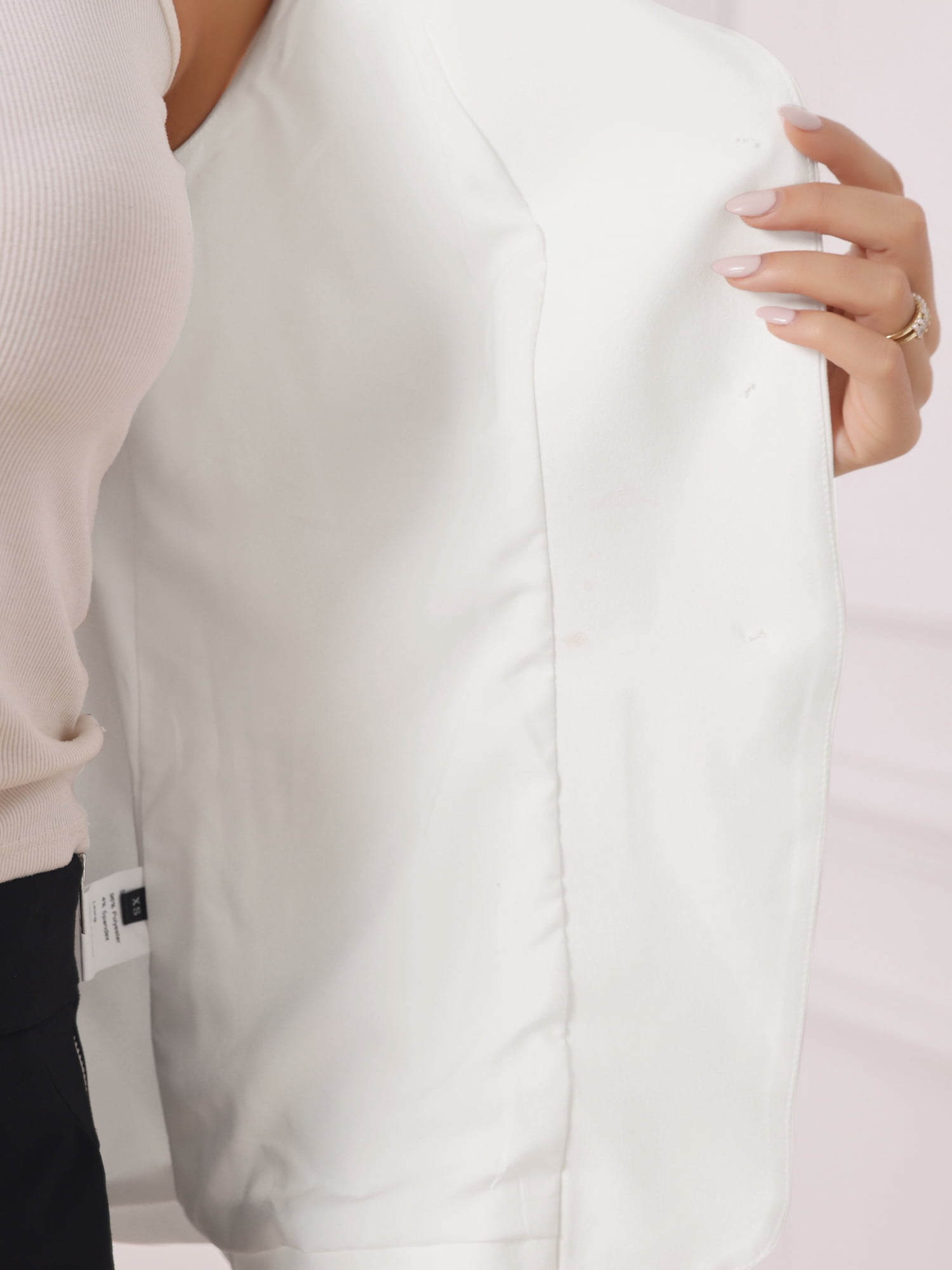 DARING DIVA Women's Sleeveless Button Down Waistcoat Blazer Vest Top M White
