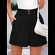 thumbnail image 4 of Pantalones Cortos de Trabajo Informales para Mujer, de Verano 2025, con Cintura Alta Elástica, Plisados, Aberturas Laterales y Bolsillos. Negro L, 4 of 9