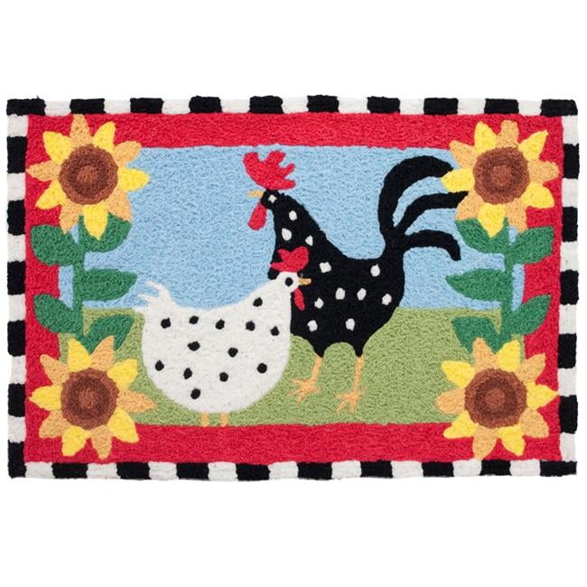 Jellybean Cool Grey Chick Kitchen Décor Indoor/Outdoor Washable 21 x 33 Accent Rug