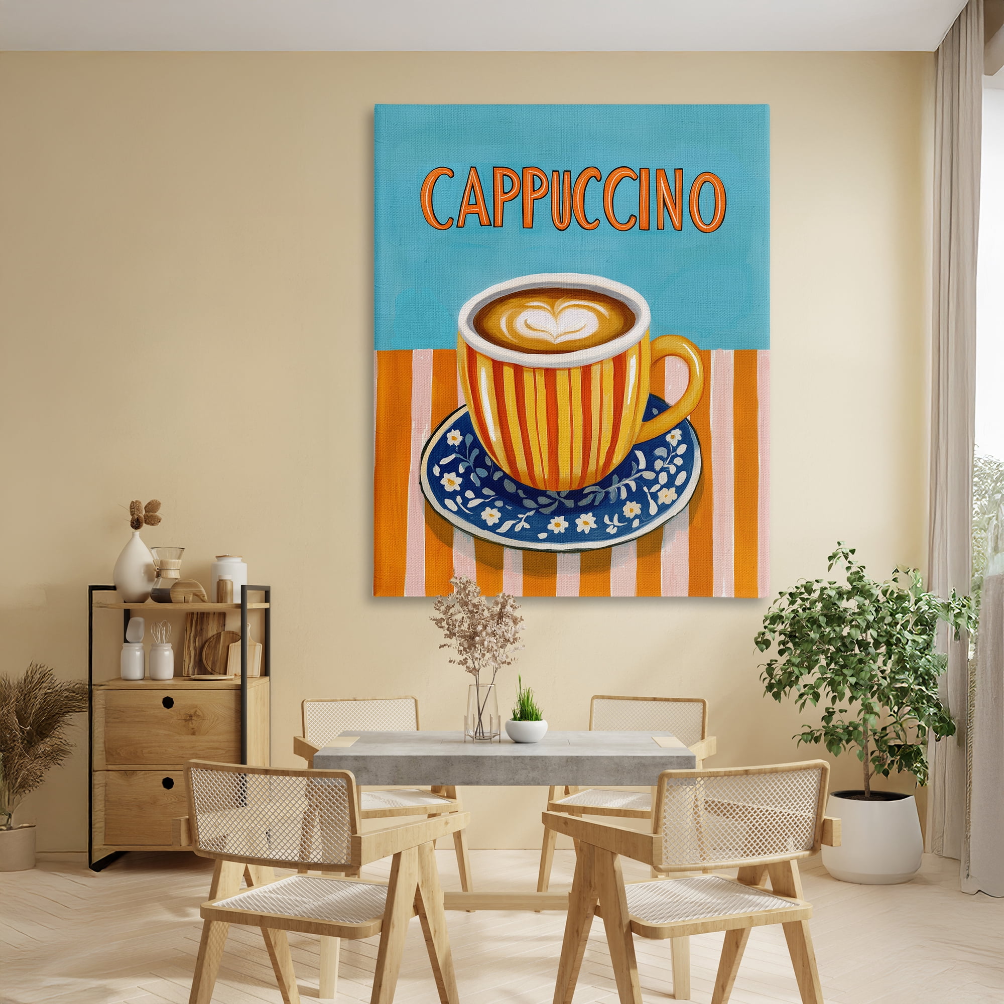 Stupell Industries Cappuccino Stripes Blue & Orange Canvas Wall Art, design by Yen