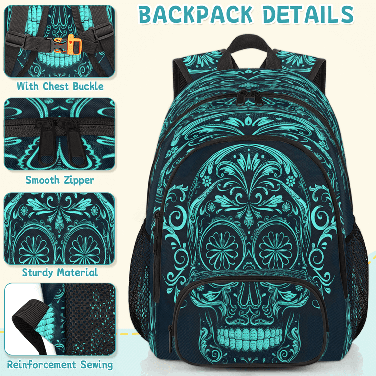 Herdesigns Skull Gothic Laptop Backpack for Women Men, 18.3  display picture 3