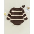 thumbnail image 2 of Bagilaanoe Newborn Baby Girl Boy Knit Romper Sweatshirt Long Sleeve Bodysuit Striped Pullover 3M 6M 12M 18M 24M Infant Casual Tee Tops, 2 of 9