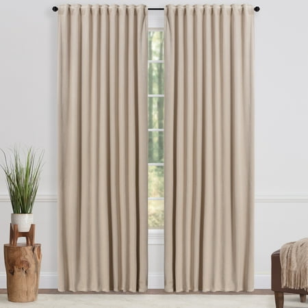 Chanasya Solid Velvet Blackout Curtain Panel Set - Ivory