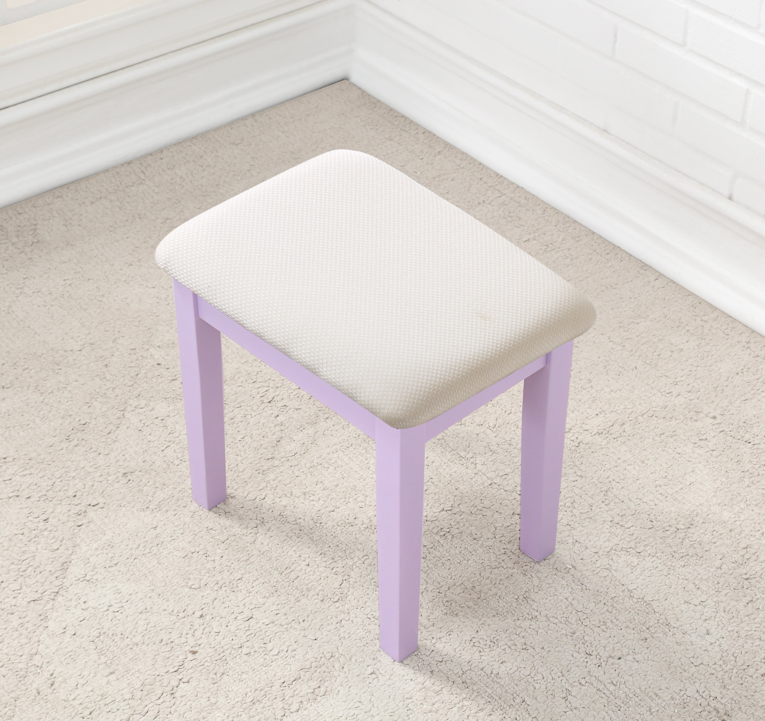 Mintazer Vanity Table Set with Adjustable Oval Mirror & Cushioned Stool, Makeup Dressing Table with 3 Drawer for Bedroom, Purple