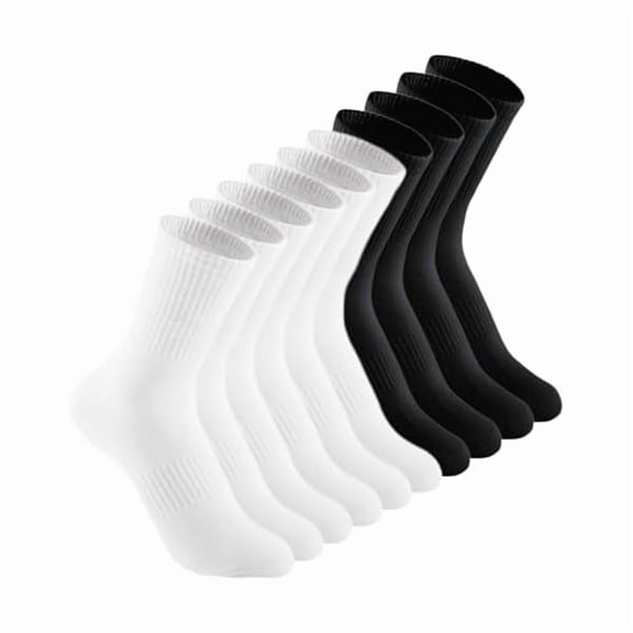 Eryueer Cushion Crew Socks for Women Cotton Running Hiking Athletic Long Socks for Women 5 Pairs