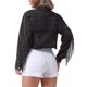 thumbnail image 3 of Chaqueta de mezclilla con flecos de manga larga y dobladillo deshilachado para mujer INSPIRE CHIC, corta, talla 2XL, negra, 3 of 6