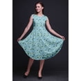 thumbnail image 2 of Bimba Robe d'Été Sans Manches à Col Rond pour Femmes, Imprimée de Feuilles de Chou Bleues, Tenue Décontractée - Grand, 2 of 6