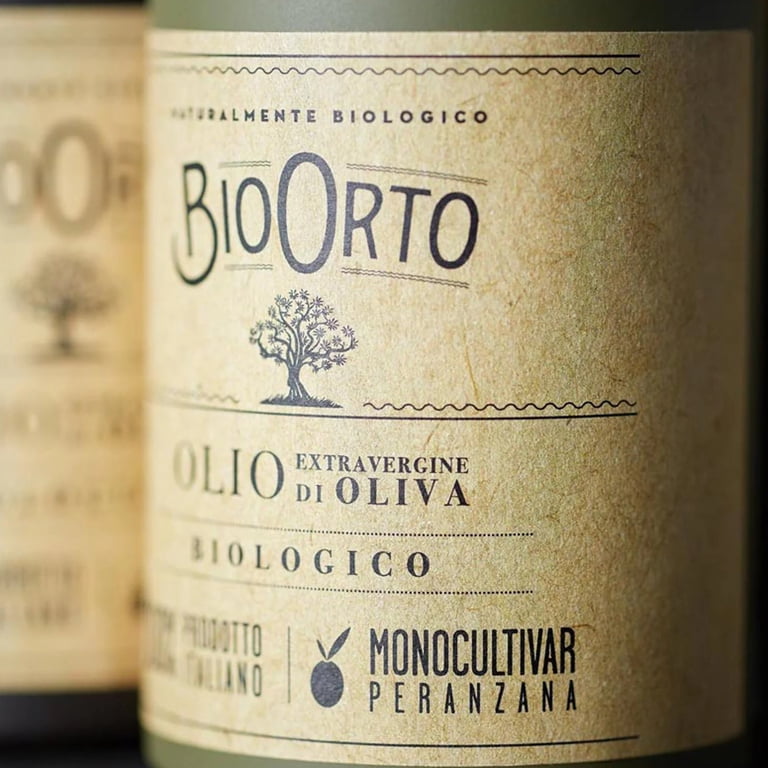 BioOrto Organic Italian Peranzana Extra Virgin Olive Oil - First Cold Pressed EVOO From Puglia, 500ml