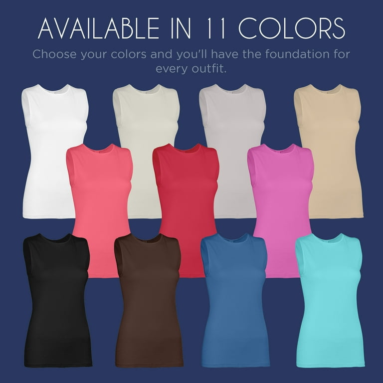 Rosette Women's Stretch Tank Top Camisole - High Neck, Full