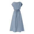 thumbnail image 6 of ZANZEA Women Dress O-Neck Slim Waist Solid Color Midi Short Sleeve Casual Dresses, 6 of 11