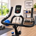 thumbnail image 2 of XtremepowerUS Indoor Stationary Exercise Bike, 22 lb Flywheel Cycling Cardio Bike with Heart Rate Monitor, Adjustable Resistance & 440 lb Capacity, Blue/Black, 2 of 10