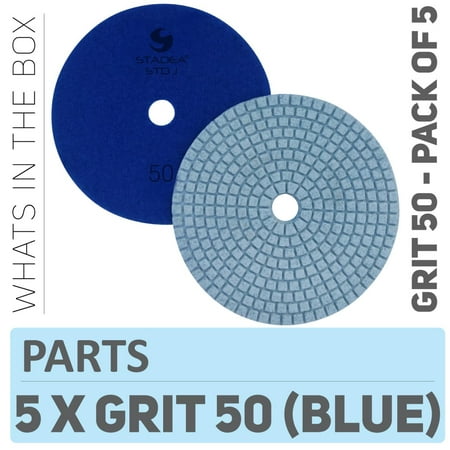 

Stadea PPW240D Concrete Polishing Pads 5 Inch Grit 50 - Diamond Pads For Concrete Terrazzo Marble Floor Counter Wet Polishing - Pack of 5