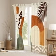 thumbnail image 3 of Castle Fairy Boho Leaf Art Blackout Curtains Set of 2 (52x84 Each) for Teens, Abstract Print Window Curtains for Bedroom, Orange Sage, 3 of 6