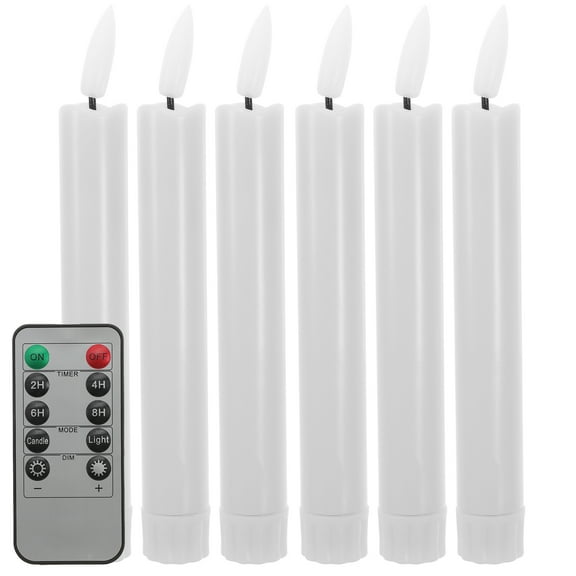 NUOLUX Led Candle Light White Plastic 1 Set 6 Candles 1 Remote 2.6x2.6x6.5in