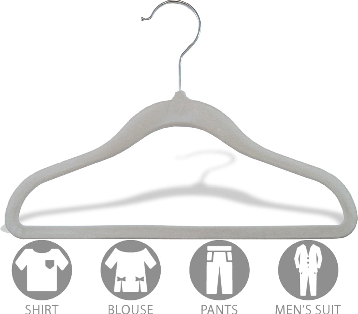 INTERNATIONAL HANGER Kids White Flocked Non-Slip Suit Hangers for Tops and Bottoms, 25 Pack