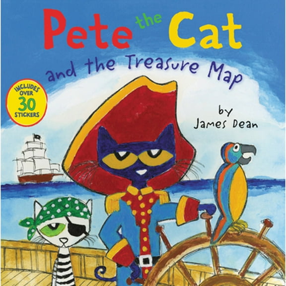 Pre-Owned Pete the Cat and the Treasure Map: Includes Over 30 Stickers! (Paperback) 0062404415 9780062404411