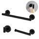 thumbnail image 2 of Juego de accesorios de baño, juego de accesorios de baño negro mate de 3 piezas, barra de toalla de montaje en pared, soporte de papel higiénico, anillo de toalla, resistente, 2 of 5
