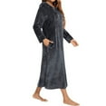 thumbnail image 5 of Clearance! Cqxid525 Terry Cloth Robes for Women Women's Flannel Robe Zipper Front Robes Full Length Bathrobe Flannel Robes Winter Warm Housecoat Nightgown Sleepwear Pajamas Soft Ladies Sleepwear 1PC, 5 of 7