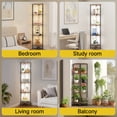thumbnail image 4 of OUTONLIFE Corner Floor Lamps with Shelves, 5-Tier Corner Bookshelf with Integrated LED Posts, Narrow Display Shelf Stand for Living Room Bedroom Home Office-Brown, 4 of 7
