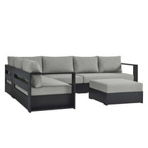 Modway Tahoe Outdoor Patio Powder-Coated Aluminum 5-Piece Sectional Sofa Set in Gray Gray
