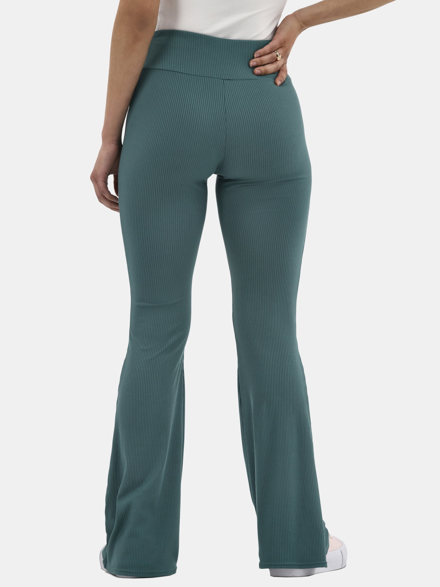 No Boundaries Ribbed Flare Pants with Lettuce-Edge Hem, 32” Inseam, Women’s