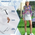 thumbnail image 6 of Yuyamidu Hippie Flowers Women's Quarter Zip Golf Shirt Colorful Floral Long Sleeve Athletic Tennis Shirts Winter Fall Workout Outfits Size 2XL, 6 of 8