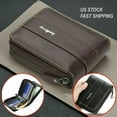 thumbnail image 3 of Microseven S1 Men's Mens Men Dark Brown Leather Bifold Credit ID Card Holder Clutch Wallet with Zipper Coin Pocket Purse, 3 of 7