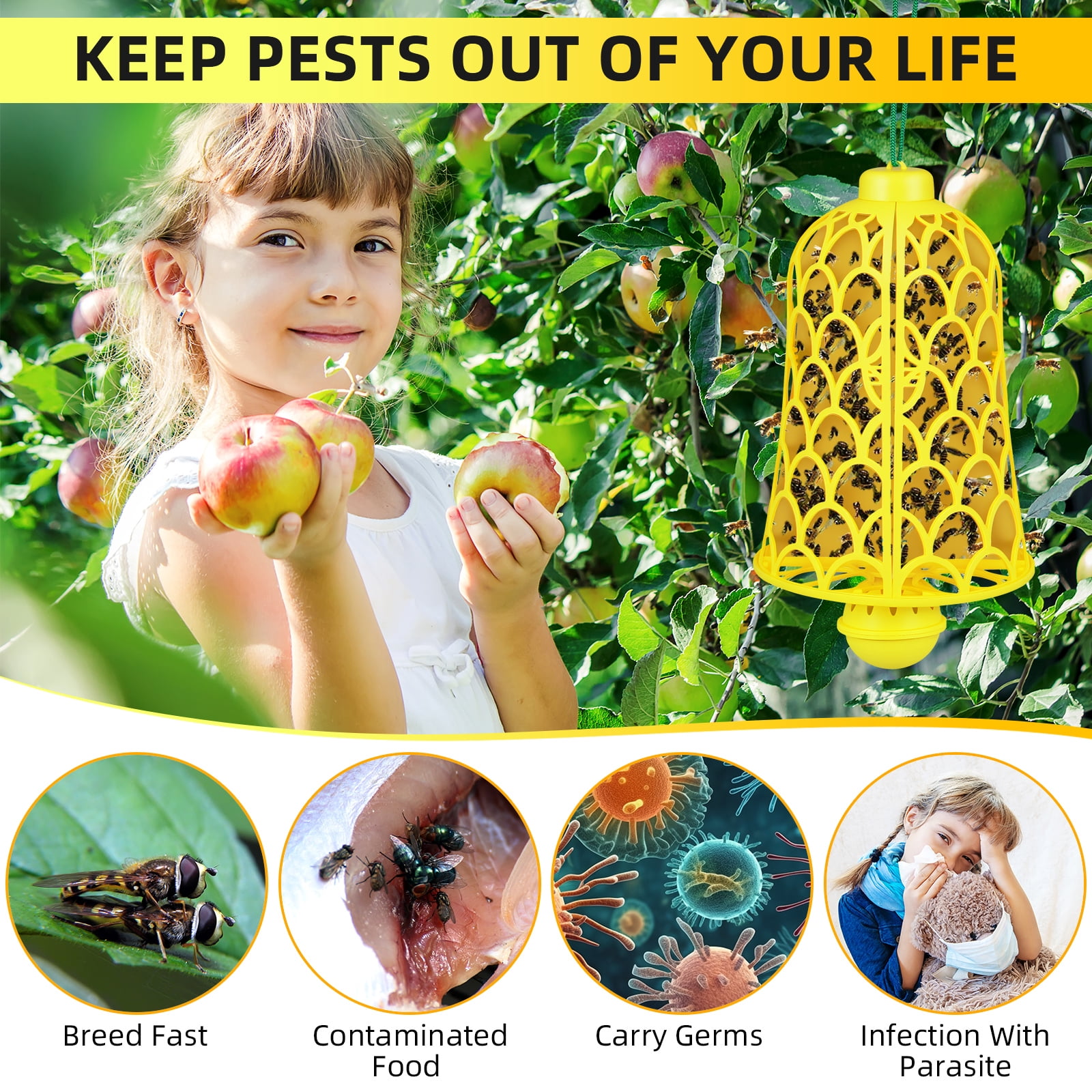 G·PEH 2-Pack Outdoor Hanging Wasp & Hornet Traps,Reusable Bee Catcher
